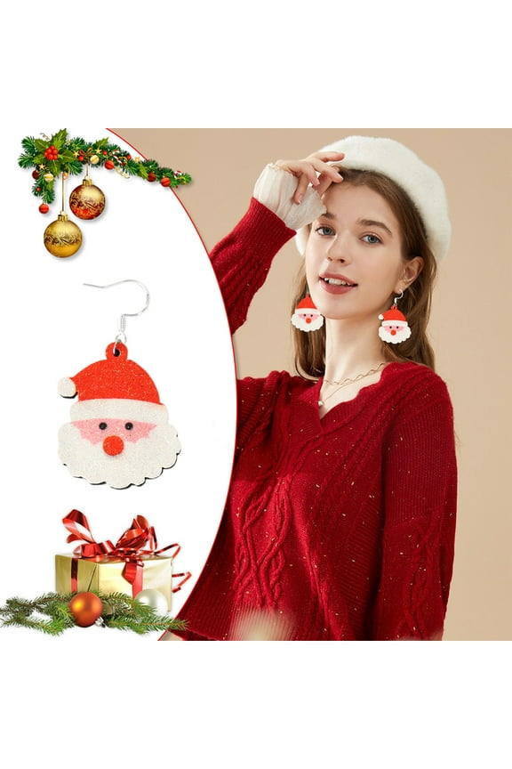 Christmas Santa Claus Drop Earrings, Colorful Plated Fun Ear Jewelry for Holiday Gift Christmas Decorations