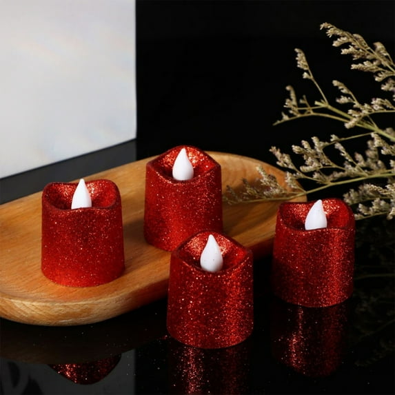 Tozuoyouz 6 Pack Led Tea Lights, Flameless Votive Candles, Lasting Electric Fake Small Candles, Battery Operated Tealights Candles For Halloween, Christmas, Home Decor, Wedding, Party, Festival Red