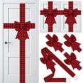 thumbnail image 1 of Tozuoyouz 6 Pcs Christmas Cabinet Ribbons Bows Decorations Red Large Knob Covers Easy To Install Kitchen Door Ribbon And Bows For Fireplace Festive Decor Xmas Tree Wreath Party Supplies Red, 1 of 8