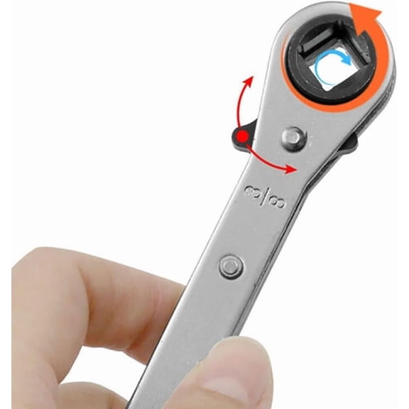 Tozuoyouz Hvac Service Wrench 1/4" 5/16" 3/16" 3/8" 180 Degrees Sae Double Head 16-Teeth Air Conditioner Valve Reversible Ratchet Wrench For Refrigeration Equipment Repair Silver