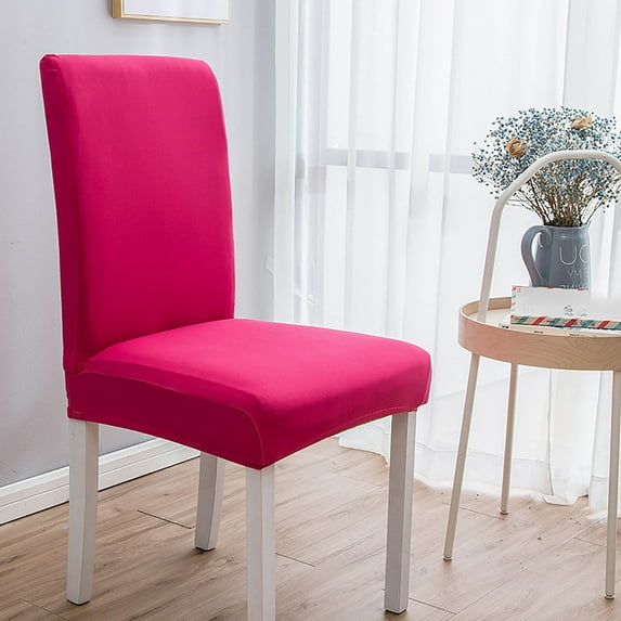 Tozuoyouz Solid Color Brushed High Elastic Chair Cover Soft And Comfortable Chair Seat Cover -Proof And Dirt- Chair Slipcover Suitable For Dining Chair Hot Pink-C