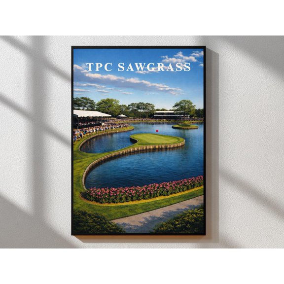 Tpc Sawgrass 17Th Hole Island Green Golf Pga Course Accent Golf Portrait Decor Unframed Paper Print