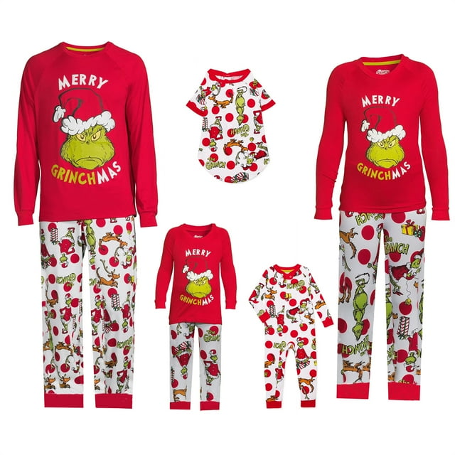 Tplvbz Family Christmas Pajamas Matching Sets Grinch, Grinch Pjs Top