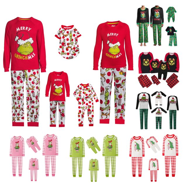 Tplvbz Family Christmas Pajamas Matching Sets Grinch, Grinch Pjs Top