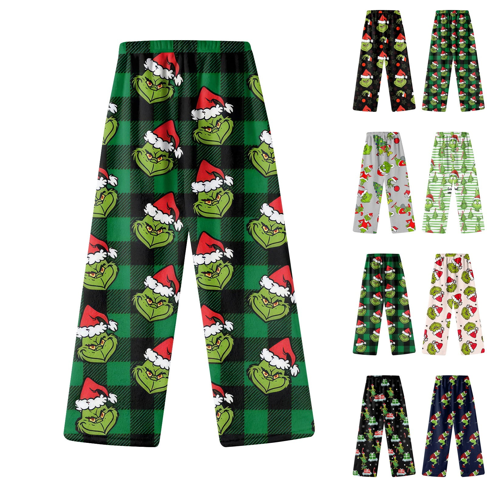 RTTUIOP Men's Christmas Pajama Pants – Ugly Green Cartoon Graphic Xmas PJ Bottoms, Funny Holiday Lounge Pants, Casual Loose Fit