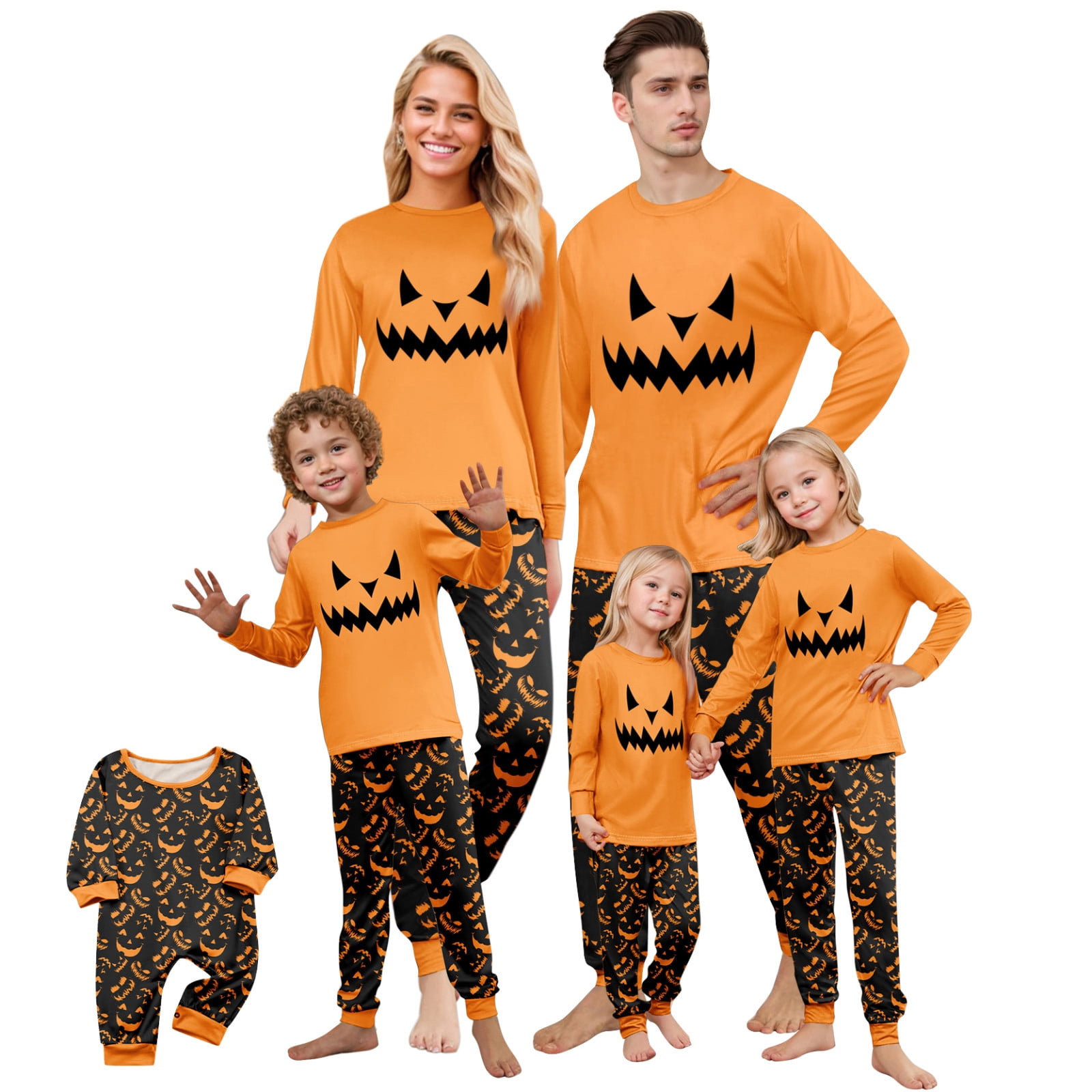 Tplvbz Matching Pajamas for Family Halloween Pumpkin Ghost Pjs Cute ...