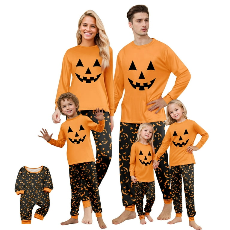 Tplvbz Matching Pajamas for Family Halloween Pumpkin Ghost Pjs