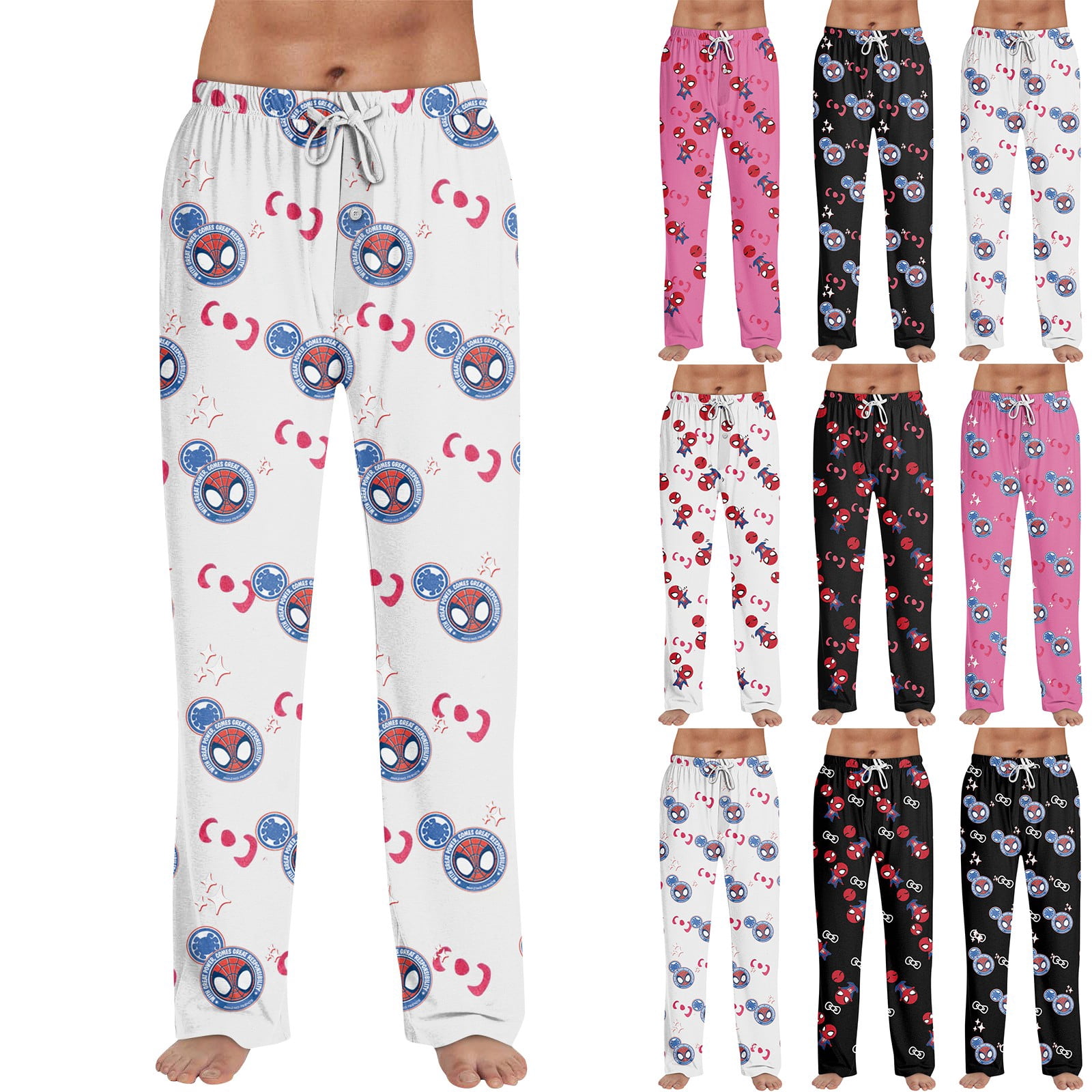 Tplvbz Mens Spiderman Pajama Pants Holiday Elastic Waist Cute Spiderman ...