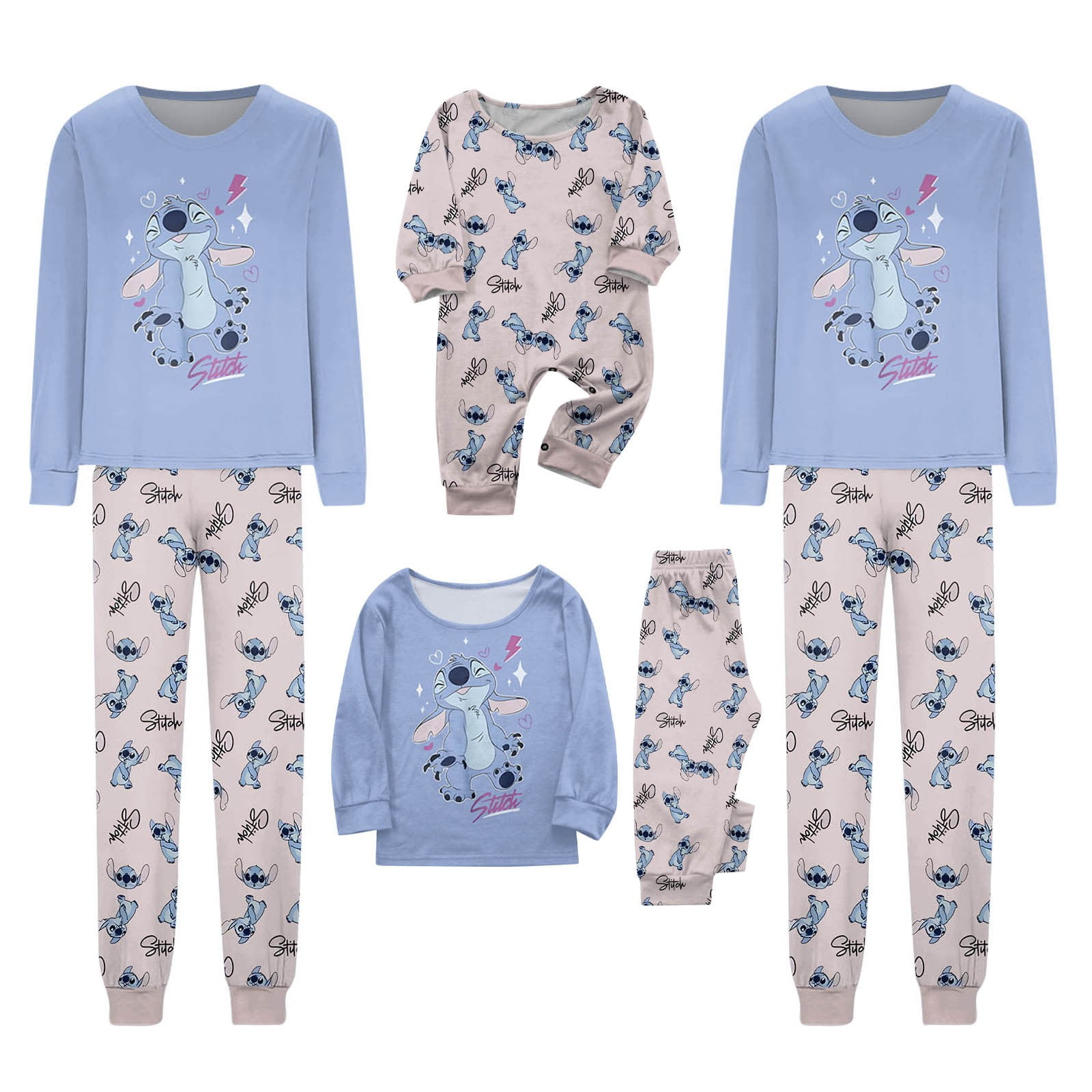 Tplvbz Family Christmas Pjs Stitch Family Christmas Matching Sets Holiday Jammies Sleepwear Stitch Onesie Stitch Christmas Pajamas for Family Mommy