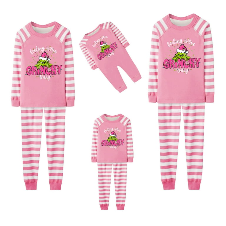 Tplvbz Unisex Infant Grinch Pajamas Christmas Matching Family One Piece Pajama Set 3 Months