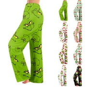 TPLVBZ FAMILY Tplvbz Womens Christmas Pajama Pants Grinch Funny Holiday Grinch Pj Pants Soft Plush Fleece Pajama Lounge Pants Cozy Cartoon Prints Grinch Christmas Pajamas Women Light pink XXL