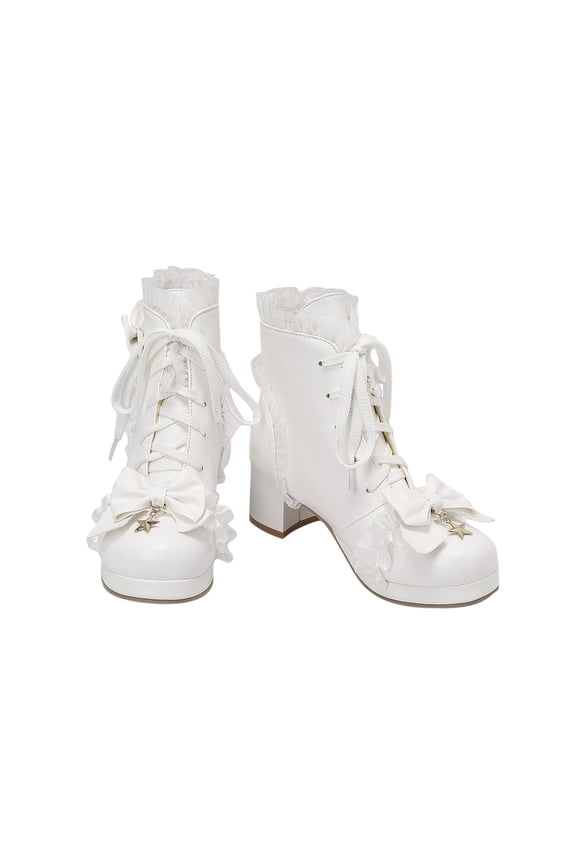 Tpon Women Boots Clearance Round Toe High Heel Ankle-High Formal Booties