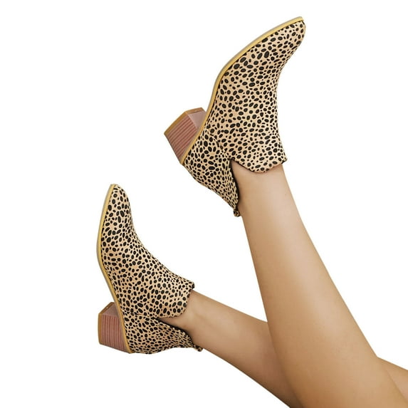 Tponi Ankle Boots For Women Clearance Shoes Women Boots Womens Chelsea Boots Peak Toe High Heel Ankle-High Nightclub Work Boots