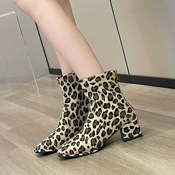 Tponi Ankle Boots For Women Women Boots Clearance Less Than 20.45 Womens Dress Boots Round Toe High Heel Ankle-High Easter Work Boots
