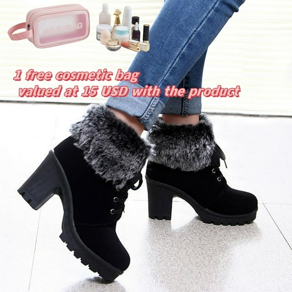 Tponi Boots For Women Ankle Booties Women Boots Clearance 117 Womens Dress Boots Round Toe High Heel Ankle-High Dressy Chelsea Boots