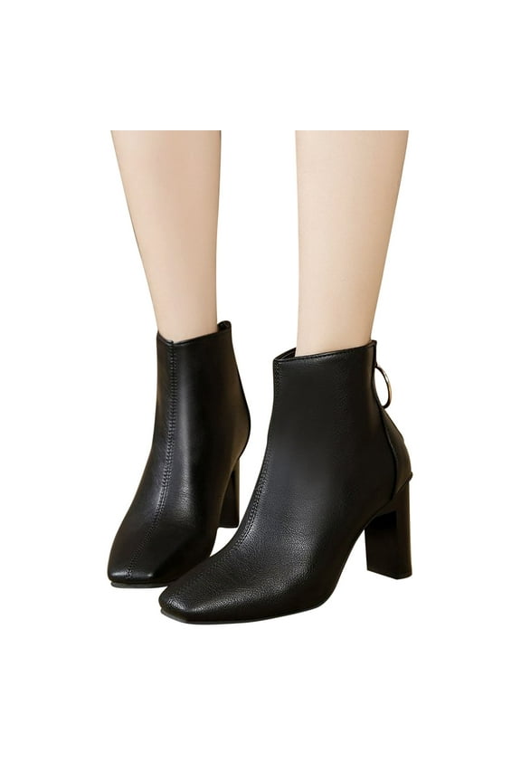 Boots For Women Clearance Shoes Women Bootswomen Boots Snow Womens Square Toe Boots Square Toe High Heel Ankle-High Vacation Chelsea Boots