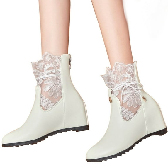 Tponi Boots For Women Fashion Women Boots Cleaner Boots Round Toe Mid Heel Ankle-High Vacation Snow Boots