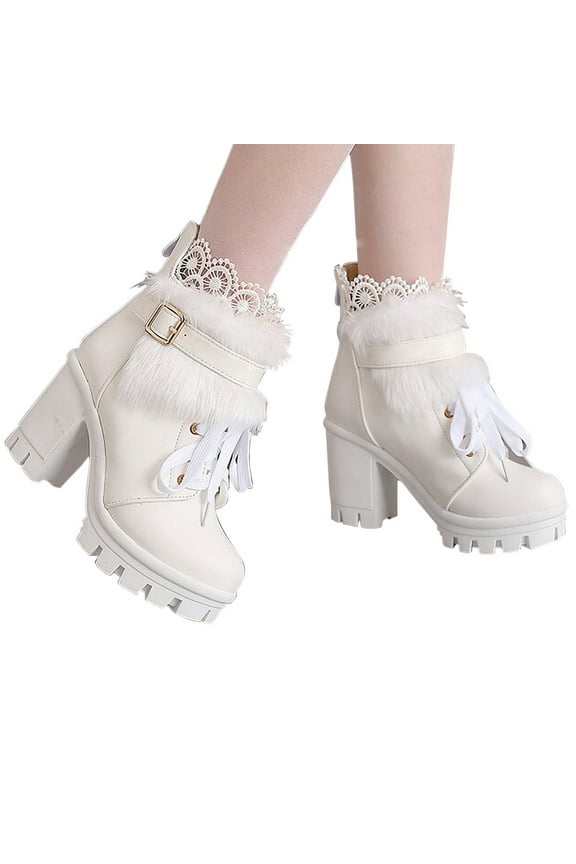 Boots For Women Women Boots Cleaner Booties Round Toe High Heel Ankle-High Bridal Chelsea Boots