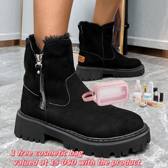 Tponi Chunky Boots For Women Women Boots Clearance 87 Womens Dress Boots Round Toe Low Heel Mid-Calf Cocktail & Party Slip-Resistant Boots