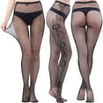 thumbnail image 1 of Tponi Fishnet Stockings For Women semi-opaque Tights Thigh-High Black 4 Clearance Big Girl Tights, 1 of 3