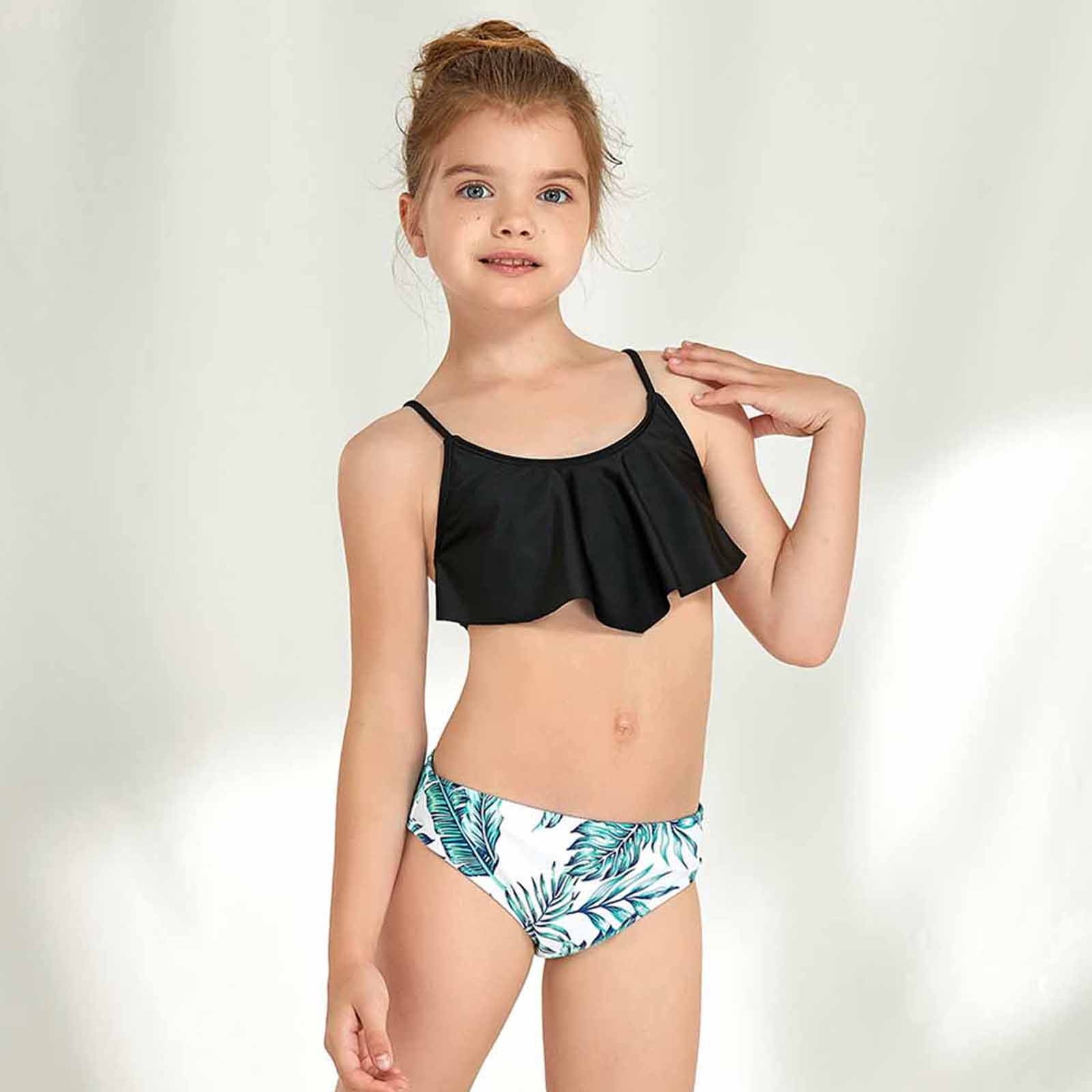 Tponi Kids Swimsuits,Girls 2 Piece Swimsuit,Two-Piece Sets,Swim Set,Black,11-12  Years (US:12T) - Walmart.com