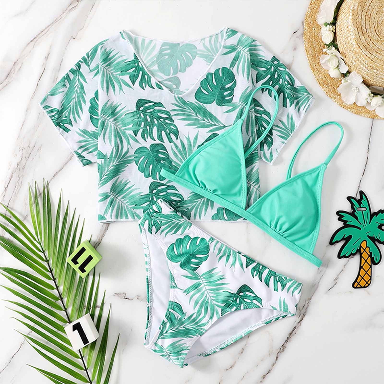 Tponi Kids Swimsuits,Girls 3 Piece Swimsuit,Mix & Match Separates,Swim