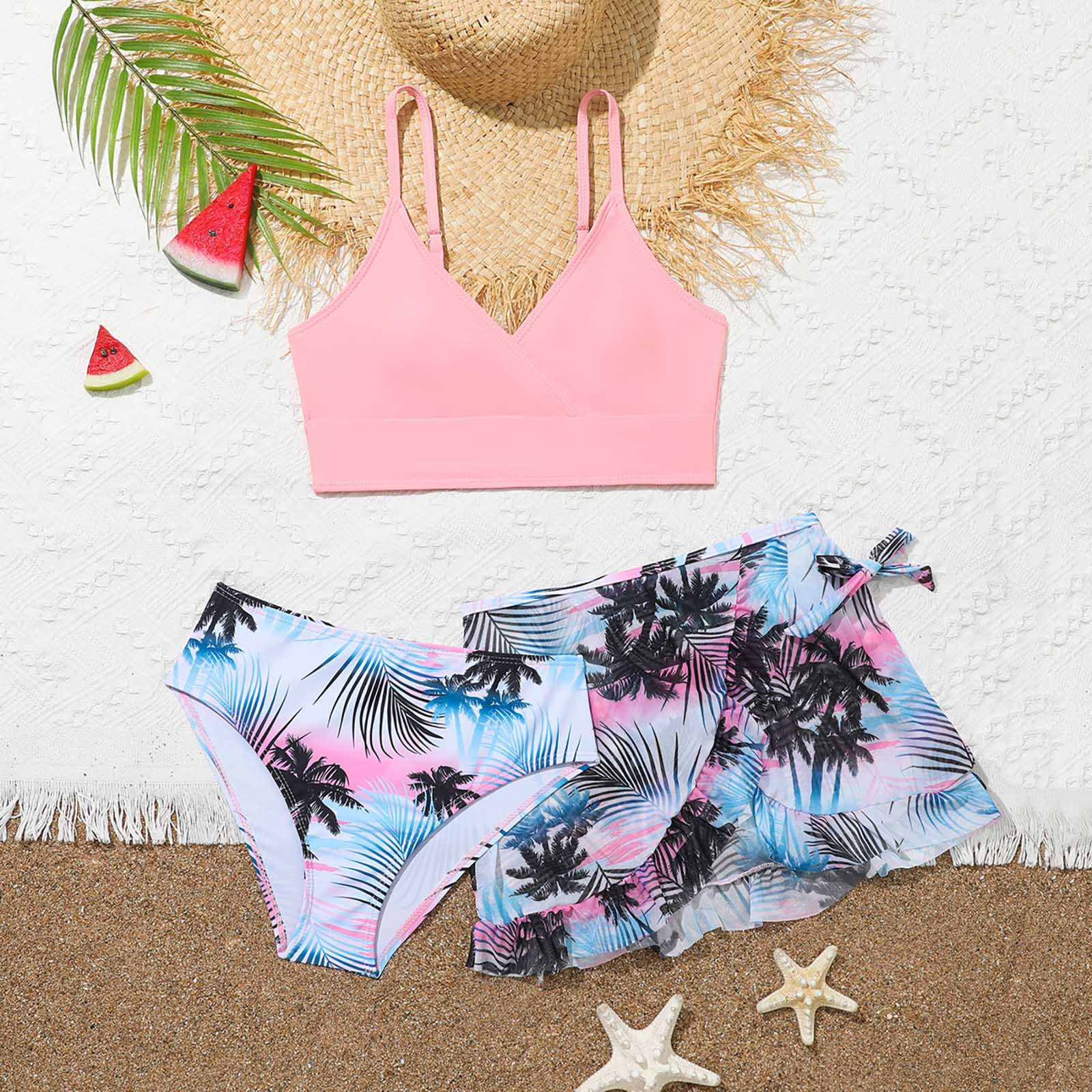 Tponi Kids Swimsuits,Girls 3 Piece Swimsuit,Mix & Match Separates,Swim