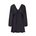 thumbnail image 1 of Tponi Maxi Dresses For Women 2024 Maxi Knee Length V-Neck Tab Long Sleeve Black Dresses For Women XL, 1 of 5
