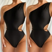 Tponi Rufflebutts Swimsuit Girls One-Piece Black One Shoulder Swimsuits For Women S