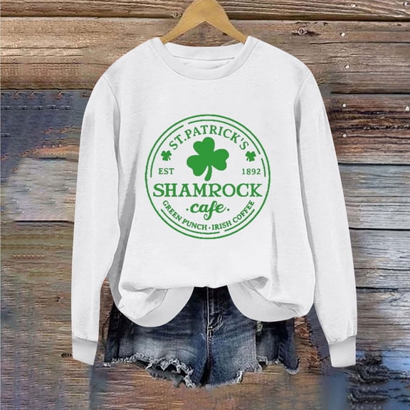 Tponi Saint Patrick'S Day Shirts Crew Neck Top Long Sleeve Shamrock Multicolor Saint Patricks Day Shirts Clearnce XL