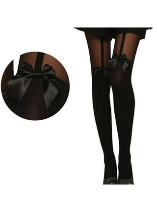  MARILYN Mock Suspender Tights Over Knee Stockings Illusion Thigh  High European (S/M, Lurex Garter): Clothing, Shoes & Jewelry