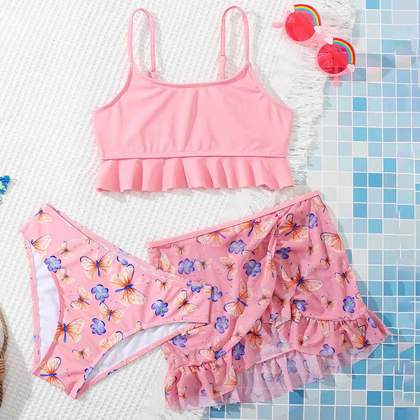 Tponi Toddler Swimsuit Girl,Girls 3 Piece Swimsuit,Mix & Match