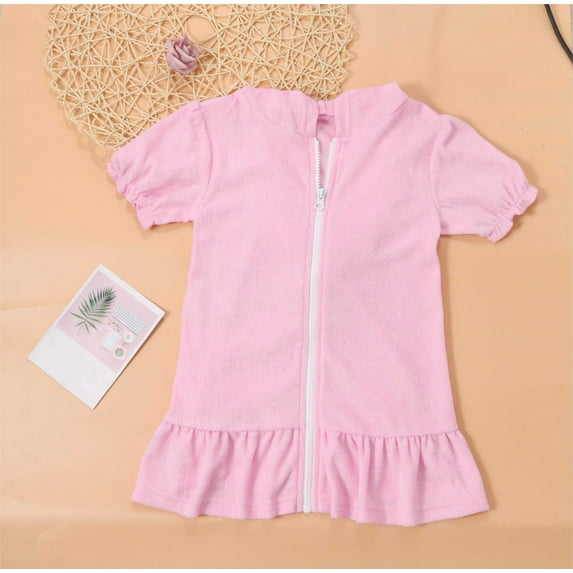 Tponi Toddler Swimsuit Girl,Swimsuit Cover Ups ,Cover-Ups,Swim Set,Pink,6-7Years