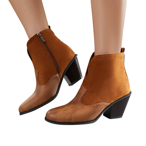 Tponi Winter Boots For Women Waterproof Snow Women Boots Cleaner Womens Chelsea Boots Peak Toe High Heel Ankle-High Holiday Dress Boots