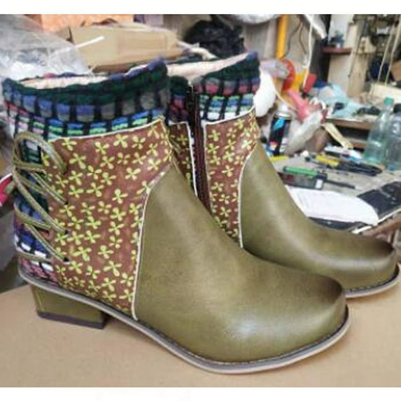 Tponi Winter Boots For Women Waterproof Snow Women Boots Clearance Under S31 Womens Dress Boots Round Toe Low Heel Ankle-High Nightclub Dress Boots