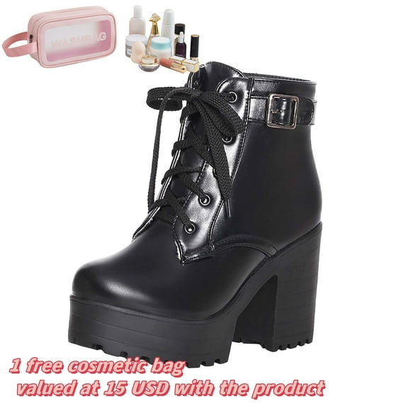 Tponi Winter Boots For Women Waterproof Snow Women Boots Clearance Under S48 Boots Round Toe High Heel Ankle-High Bridal Dress Boots