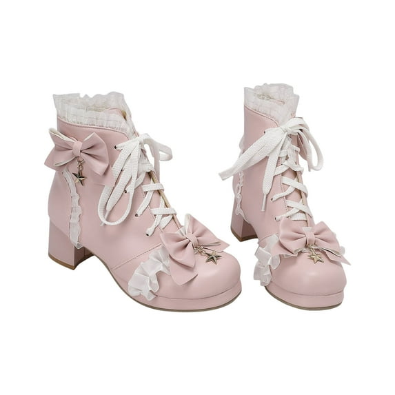 Tponi Women'S Boots Clearance Shoes Women Boots Womens Chelsea Boots Round Toe High Heel Ankle-High Bridal Chukka Boots