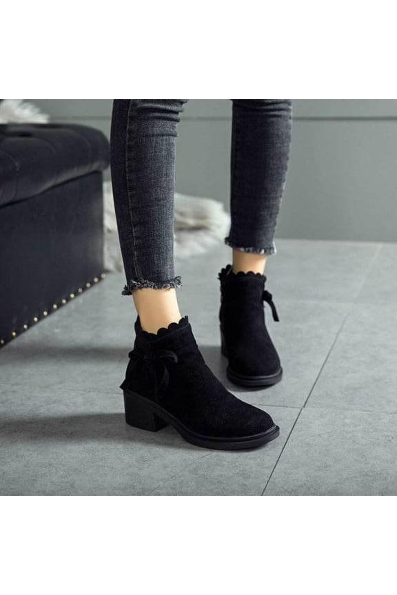 Women'S Boots Clearance Shoes Women Boots Womens Square Toe Boots Round Toe Mid Heel Ankle-High Cocktail & Party Chukka Boots