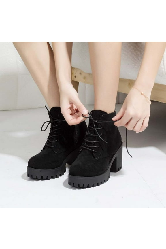Women'S Boots Women Boots Clearance Under S46 Womens Comfort Boots Round Toe High Heel Ankle-High Vacation Chukka Boots