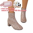 thumbnail image 1 of Tponi Womens Boots Women Boots Clearance Less Than 20.41 Womens Chelsea Boots Round Toe High Heel Ankle-High Bridal Womens Comfort Boots, 1 of 9