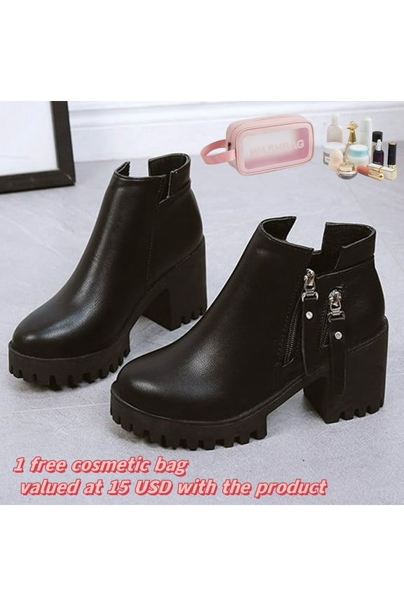Womens Fall Boots Boots For Women Booties Round Toe Mid Heel Ankle-High Daytime Slouch Boots