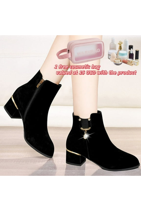 Womens Fall Boots Women Boots Clearance Womens Dress Boots Round Toe High Heel Ankle-High Dressy Slouch Boots