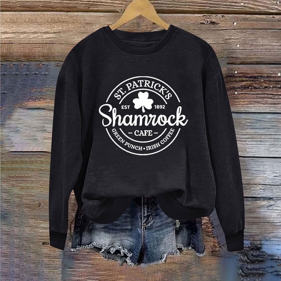 Tponi Womens Shirts Casual Crew Neck Top Long Sleeve Shamrock Multicolor Saint Patricks Day Shirts Clearnce M