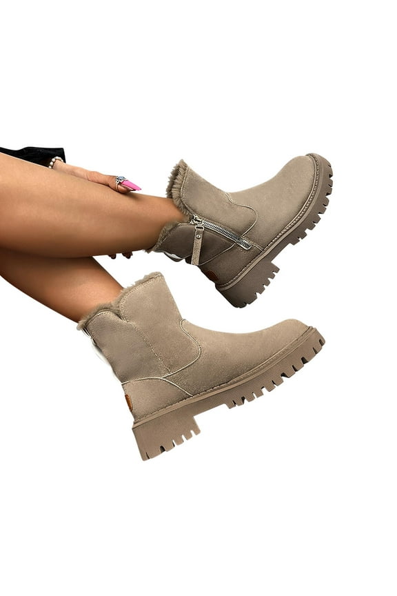 Womens Winter Boots Clearance Shoes Women Boots Boots Round Toe Low Heel Mid-Calf Dressy Womens Comfort Boots