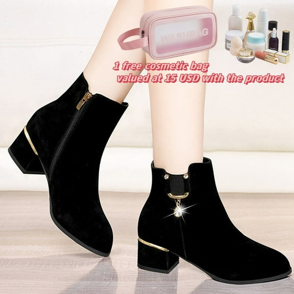 Tponi Womens Winter Boots Women Boots Clearance Less Than 20.33 Boots Round Toe High Heel Ankle-High Cocktail & Party Womens Comfort Boots