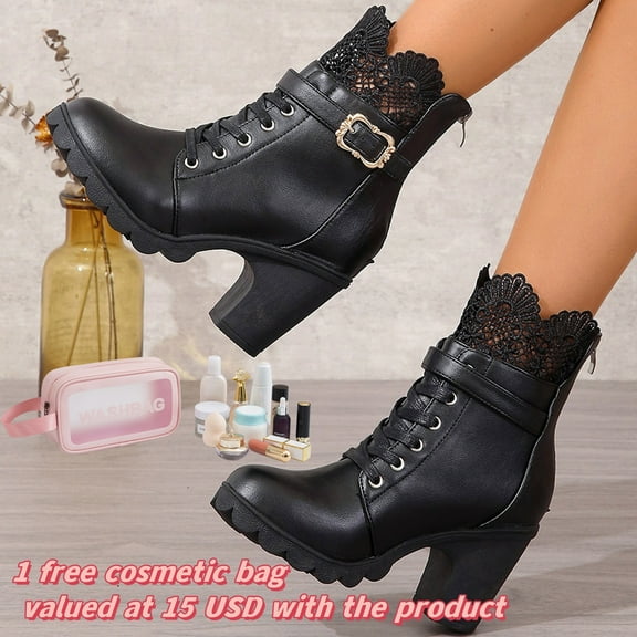 Tponi Womens Winter Boots Women Boots Clearance Size 7.29womens Western Boot Clearance Womens Chelsea Boots Round Toe High Heel Ankle-High Formal Womens Comfort Boots