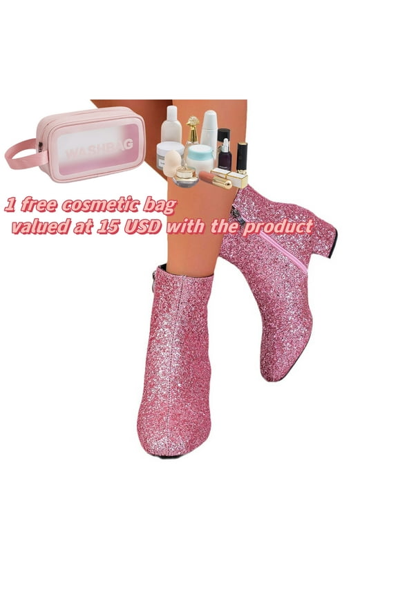 Womens Winter Boots Women Boots Clearance Under S51 Boots Round Toe High Heel Ankle-High Cocktail & Party Womens Comfort Boots