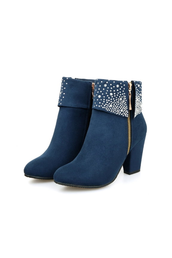 Womens Work Boots Boots Winter Women Womens Comfort Boots Round Toe High Heel Ankle-High Holiday Work Boots