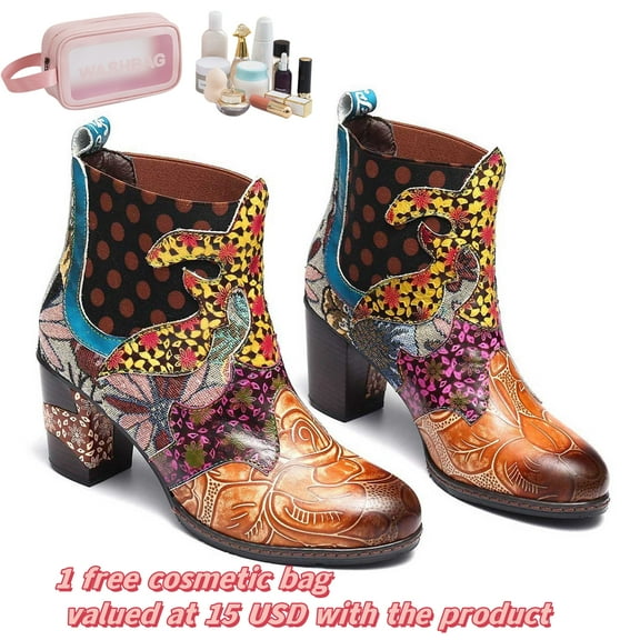 Tponi Womens Work Boots Women Boots Cleaner Womens Comfort Boots Round Toe Mid Heel Ankle-High Vacation Work Boots