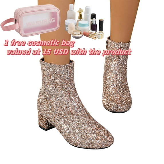 Tponi womens winter boots clearance Women Boots Clearance Under S51 Womens Dress Boots Round Toe High Heel Ankle-High Vacation Booties